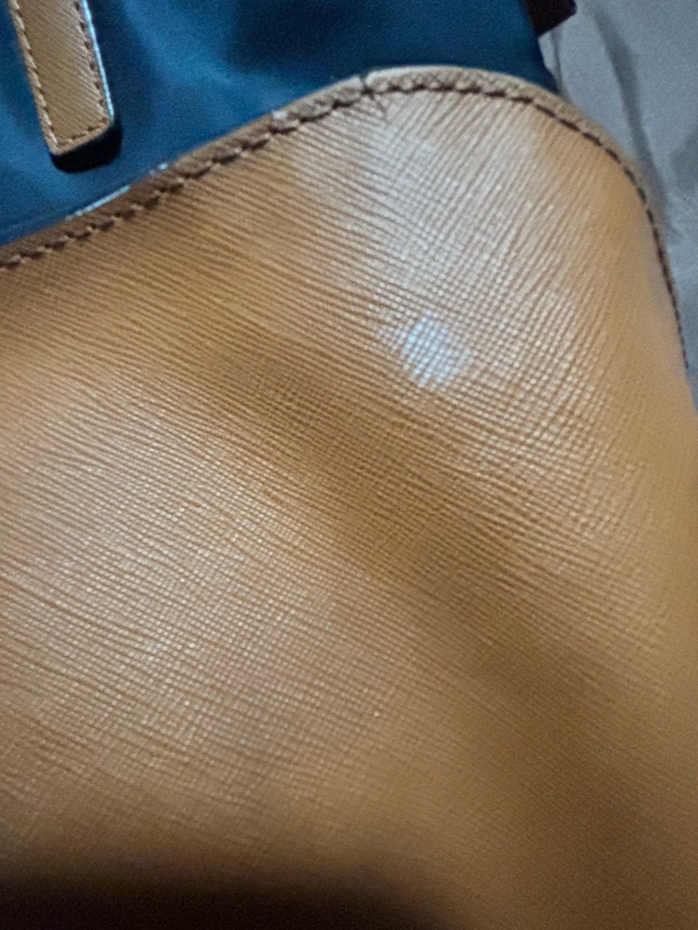 Michael Kors Navy Blue Tote with Brown Trim and Gold Hardware - Picture 8 of 9